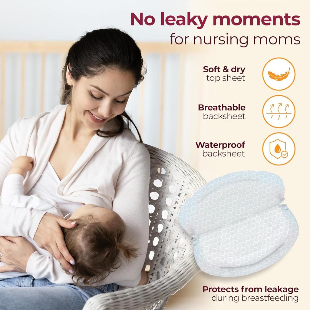 LuvLap Ultra Thin Honeycomb Nursing Breast Pads 48 Pcs Disposable Maternity Pads Highly Absorbent Soft Discreet Fit For Moms