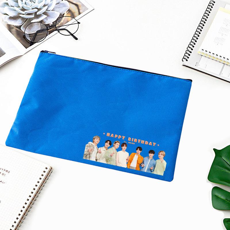 BTS Zippered Document Bag, Stationery Organizer, Celebrity Support Pencil Case/makeup Bag