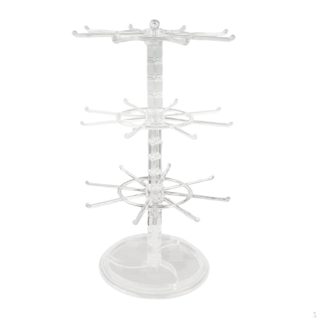 3-Tier Rotating Jewelry Display Stand for Necklaces, Keychains, Watches, Rings, Earrings, Scrunchies