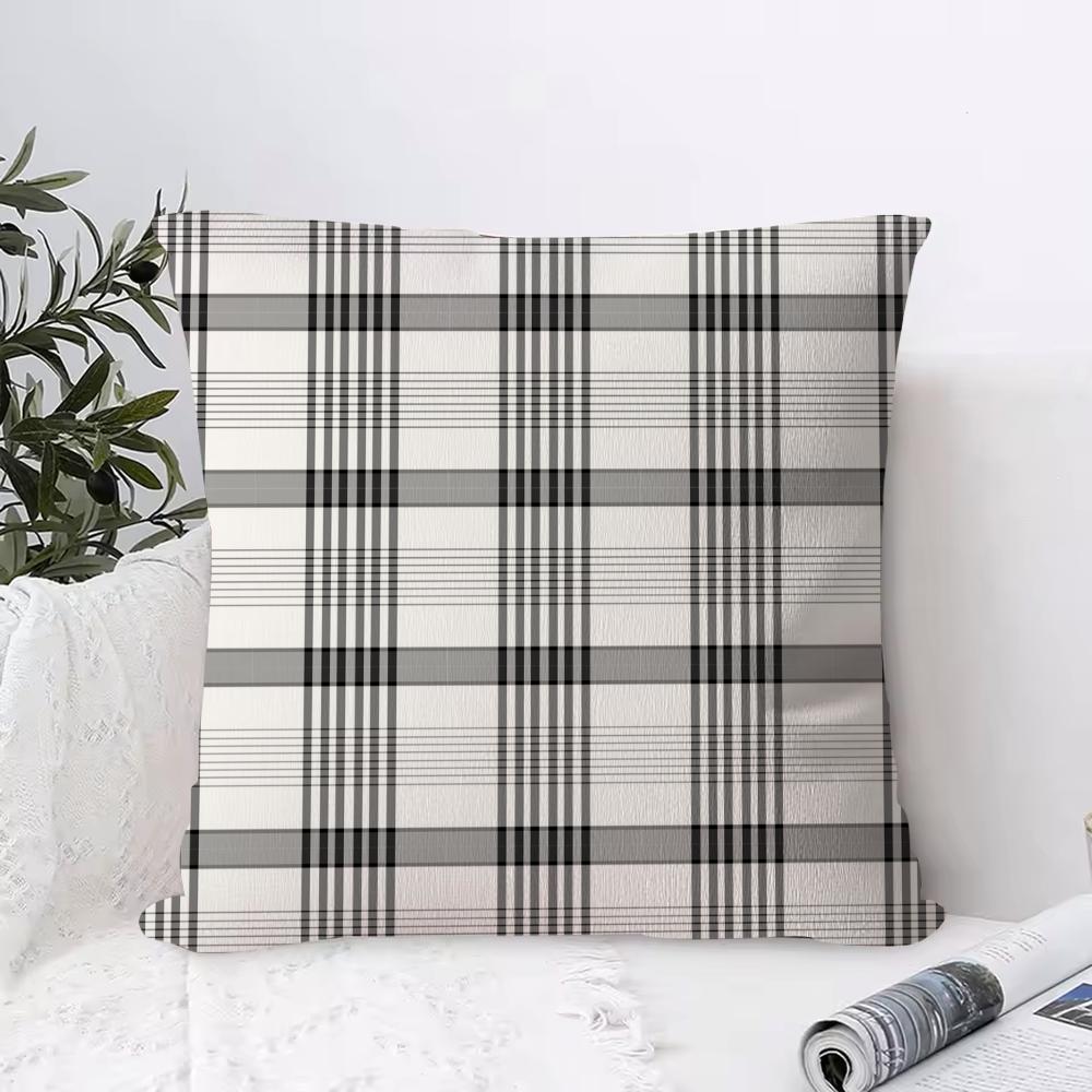 Geometric Check Pattern Pillow Case Square Pillow Bedroom Sofa Leisure Comfort Cushion Living Room Home Decoration