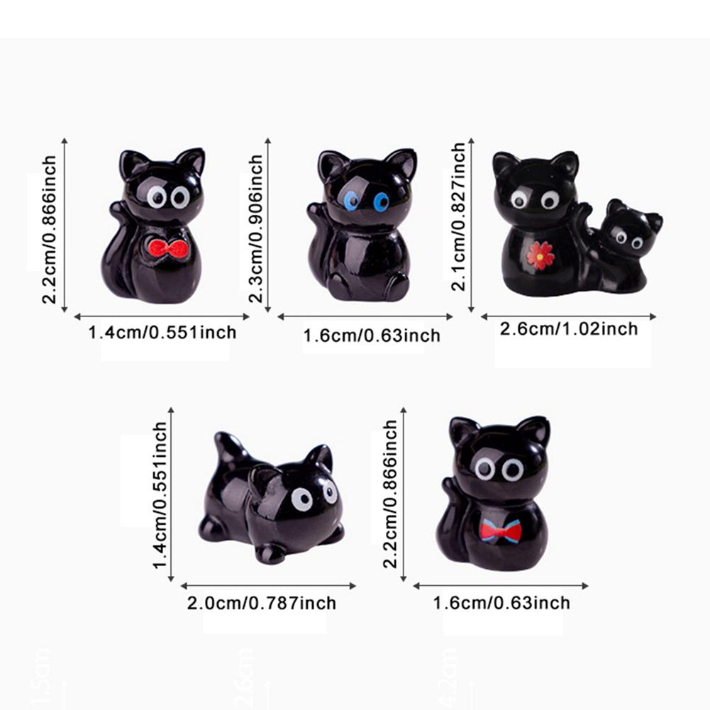 6pcs Cute Cat Miniature Figurines Kitty Desk Ornaments Resin Birthday Gift