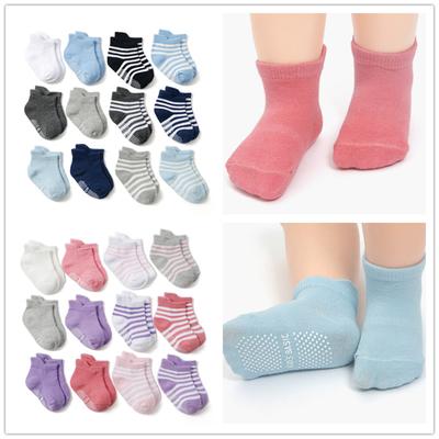 6 paare/los Baumwolle kinder Anti-slip Boot Socken Jungen Mädchen Low Cut Boden Kind Socke Mit Gummi Griffe