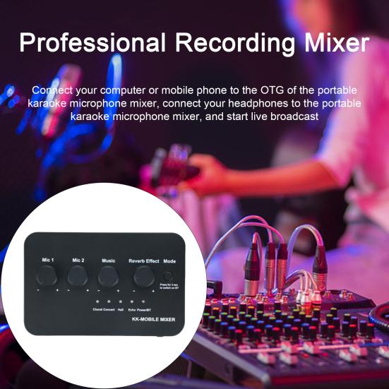 

Портативный караоке микрофонный микшер универсальный Plug-Play микрофонный микшер для прямой трансляции с 2 микрофонами