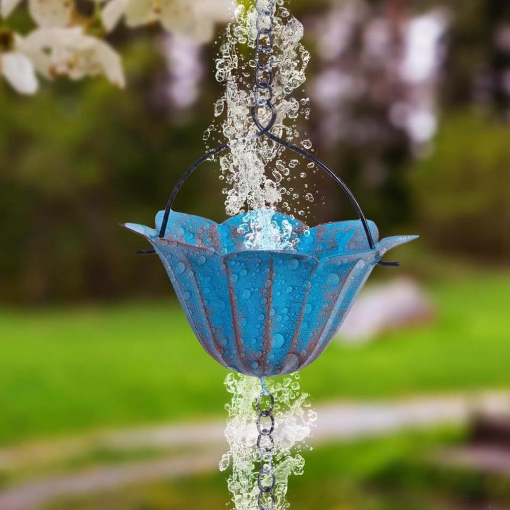 Rain Chains For Gutters 7.87ft Water Downspout With 7 Cups Hummingbird Design Copper Bell Rain Chain Gutter For Home Garage Eave