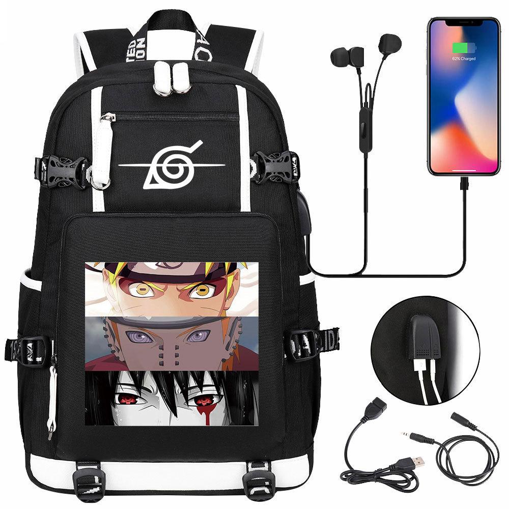 Neuer Naruto-Druck USB Teenager Schüler Schultasche Herren und Damen Freizeit Rucksack mit großer Kapazität Reise Rucksack