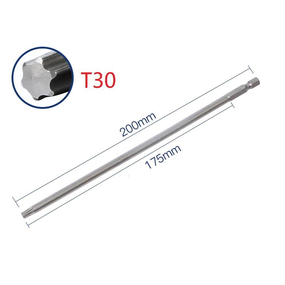 1/6pcs 200mm Long T10-T30 Magnetic Torx Screwdriver Bits Alloy Steel Electric Screwdriver Head Torx Screw Driver Power Tools