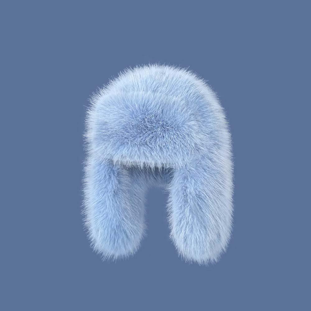 Anti-cold Faux Fur Pilot Cap Solid Color Ear Protection Hat Gifts Men Women Pilot Hat  Women