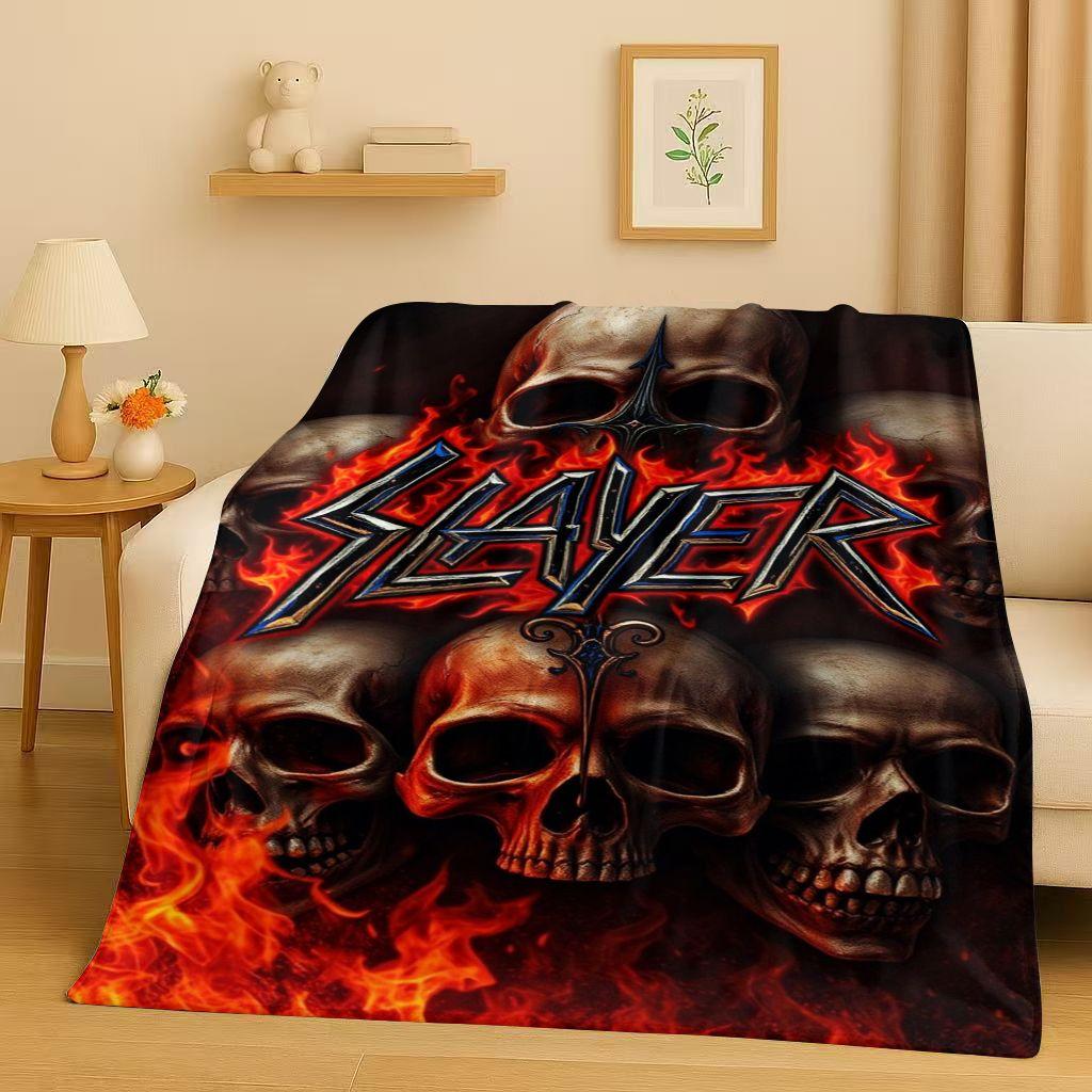 3D Slayer Thrash Metal Rcck Music Band Sign Flannel Blanket,Ultra Soft Warm Plush Throw for Home Bedroom Bed Sofa Cover Gift Kid