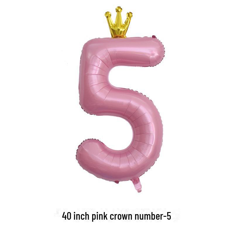 

40-дюймовый розовый шар в форме короны для украшения первого дня рождения ребенка