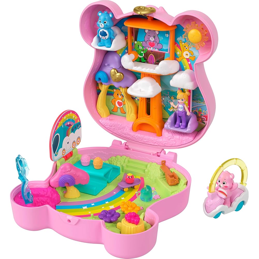 Polly Pocket Care Bears Doll and Playset with Toy Car and Themed Accessories Travel Toy Compact