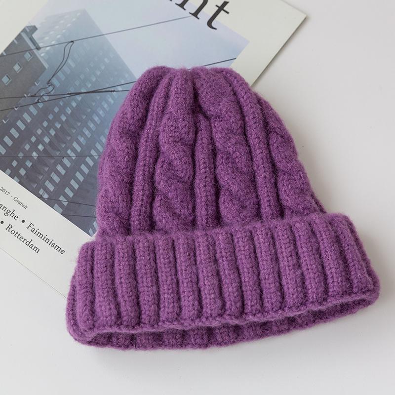 Женская вязаная шапка. Цвета в ассортименте 54cm-58cm фиолетовый