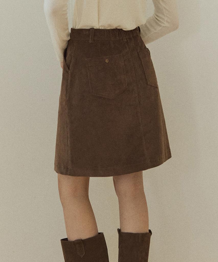Our Hope Corduroy A-Line Midi Skirt - Brown
