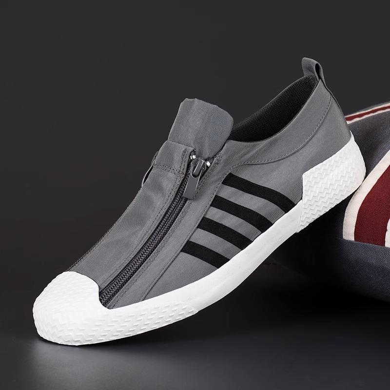 Spring Casual Board Shoes New Men's Shoes Low-top Zipper Canvas Shoes Versatile