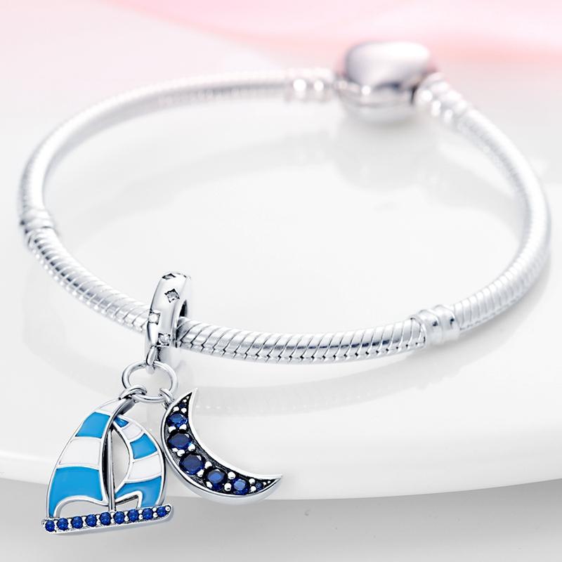 Seturi cu cască din argint 925 cu mărgele de trifoi Brelocuri de culoare zirconiu potrivire brățară colier femei bijuterii face cadou