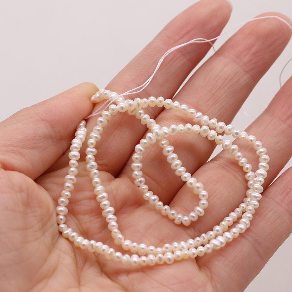 

1String, Subcircular Pearls, 2–2.5 mm, White Natural Freshwater Pearl Beads, for DIY Necklaces, Bracelets, Anklets, Jewelry Making, 36cm 1String/2-2.5mm-36cm белый