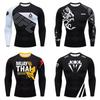 Mens Long Sleeve Compression Top Boxing Muay Thai Fitness Running Martial Arts Training
