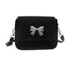 Stylish Small Bowknot Handbag Elegant Chic Square Bag In Black White Silver Colors For Everyday Use