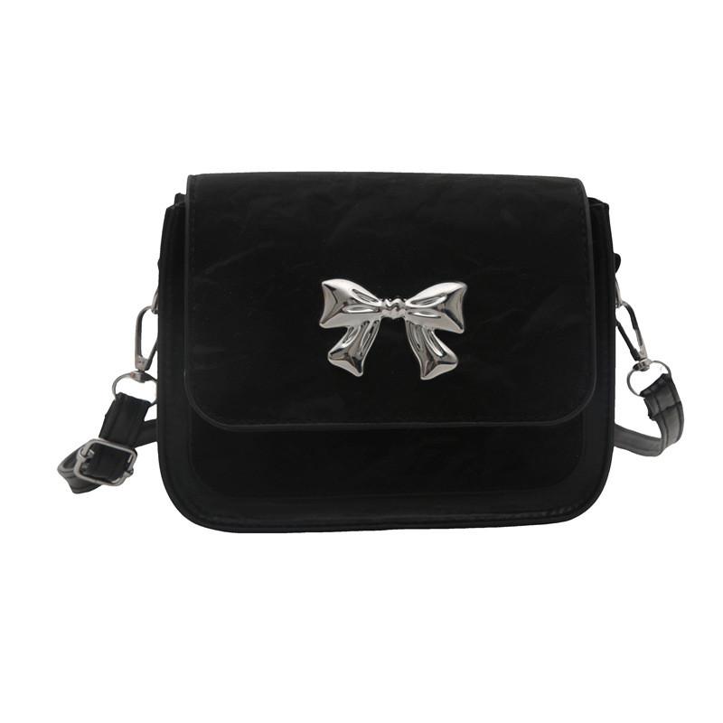 Stylish Small Bowknot Handbag Elegant Chic Square Bag In Black White Silver Colors For Everyday Use