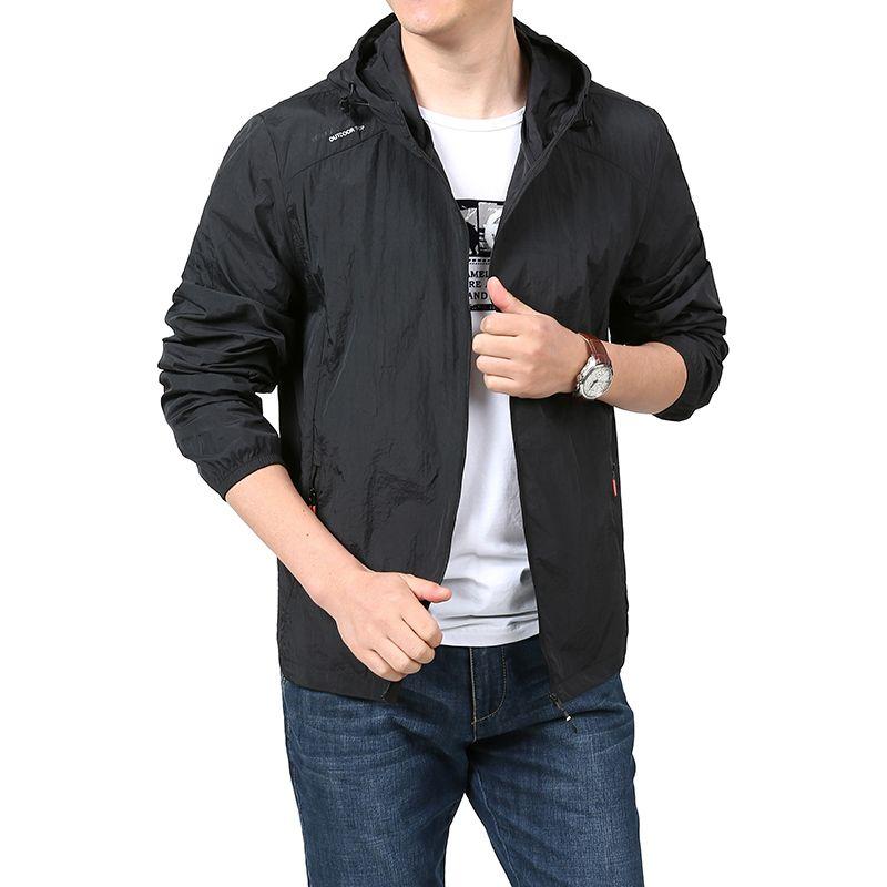 

Літня надтонка куртка Men s Tactic Waterproof Ice Silk Windbreaker для швидкого висихання шкіри Повсякденне кемпінгове сонцезахисне пальто з капюшоном 4XL