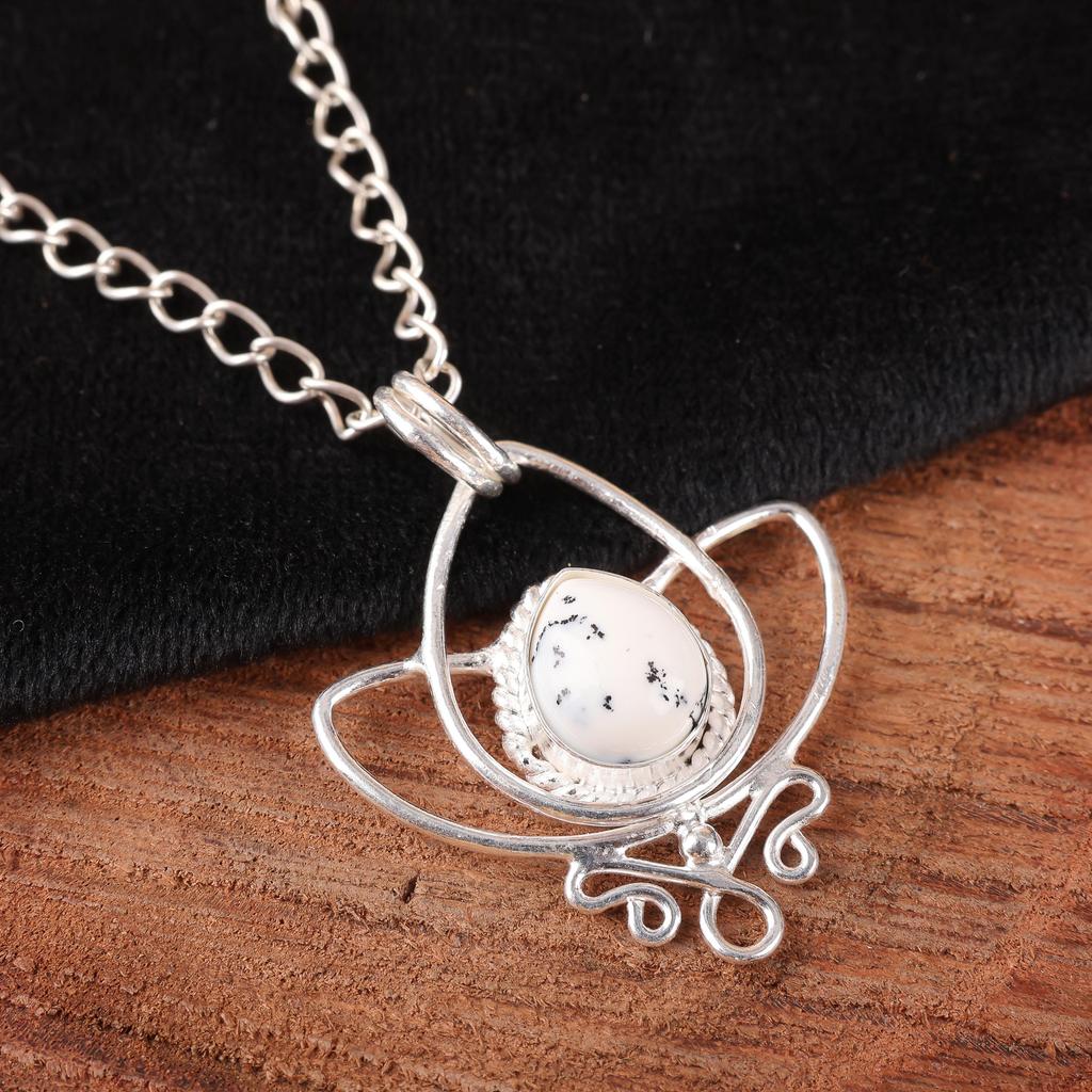 Dendritic Opal Jewelry, 925 Solid Sterling Silver Pendant Jewelry, Handmade Gorgeous Silver Pendant For Thanksgiving Gift