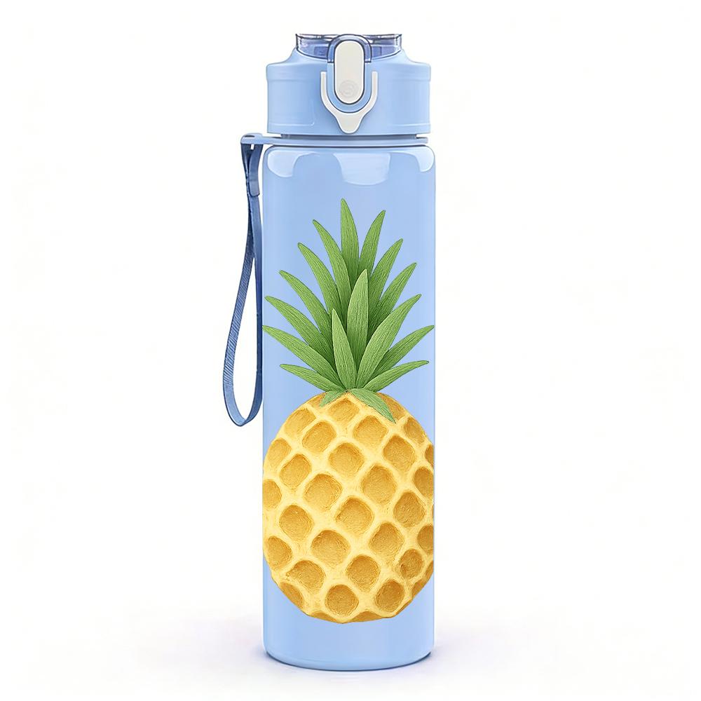 1 PZ Ananas Giallo Frutta Grafica 750ml Colore Plastica Sportiva Borraccia Anti-perdita Tappo a Beccuccio Ribaltabile Per Sport Ufficio Uso Domestico