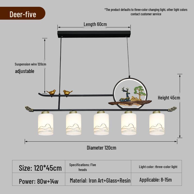 Modern Zen Dining Pendant Light: Pine-Inspired Multi-Head Strip Lamp for Tea Table or Study Desk