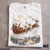 Santa Sleigh Comfort Colors® Tshirt, Vintage Christmas Reindeer Graphic Tee, Snowy Village Holiday Shirt, Classic Christmas Gift