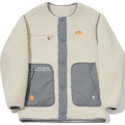 Li Ning Spliced Single-Breasted Comfortable Breathable Fleece-Lined Warm Sports Jacket Men Jacket Oatmeal-Gray Shadow-Gray AFDUC17-1