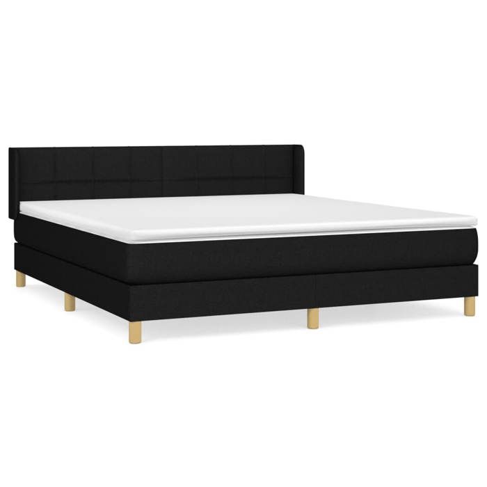 3130283 vidaXL Divan-lit À Sommier Tapissier Avec Matelas Noir 160x200 Cm Tissu