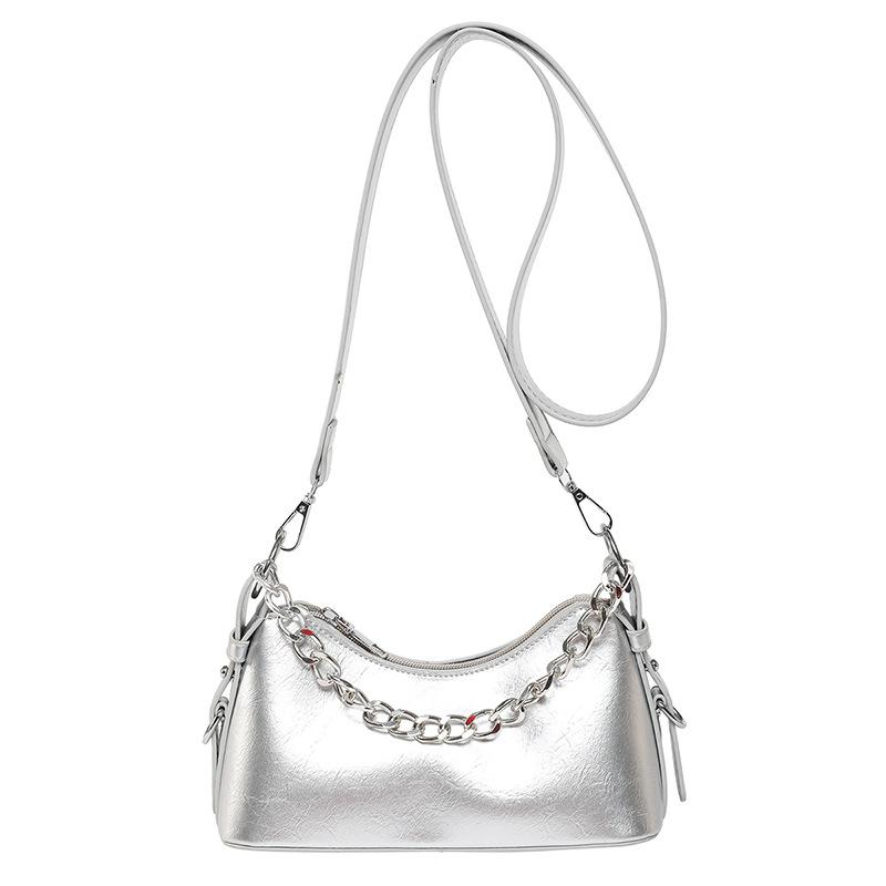 

New Solid Color Bag Women s Shoulder Bag Fashion Messenger Bag серебряный