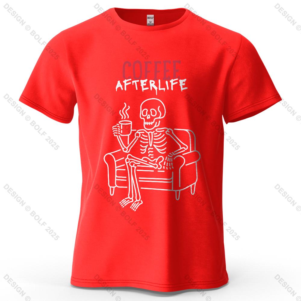 Coffee Afterlife Humorous Printed Men's T-Shirt 100% Cotton Oversized Relaxed Graphic Tees for Women Tops Tees Casual Streetwear