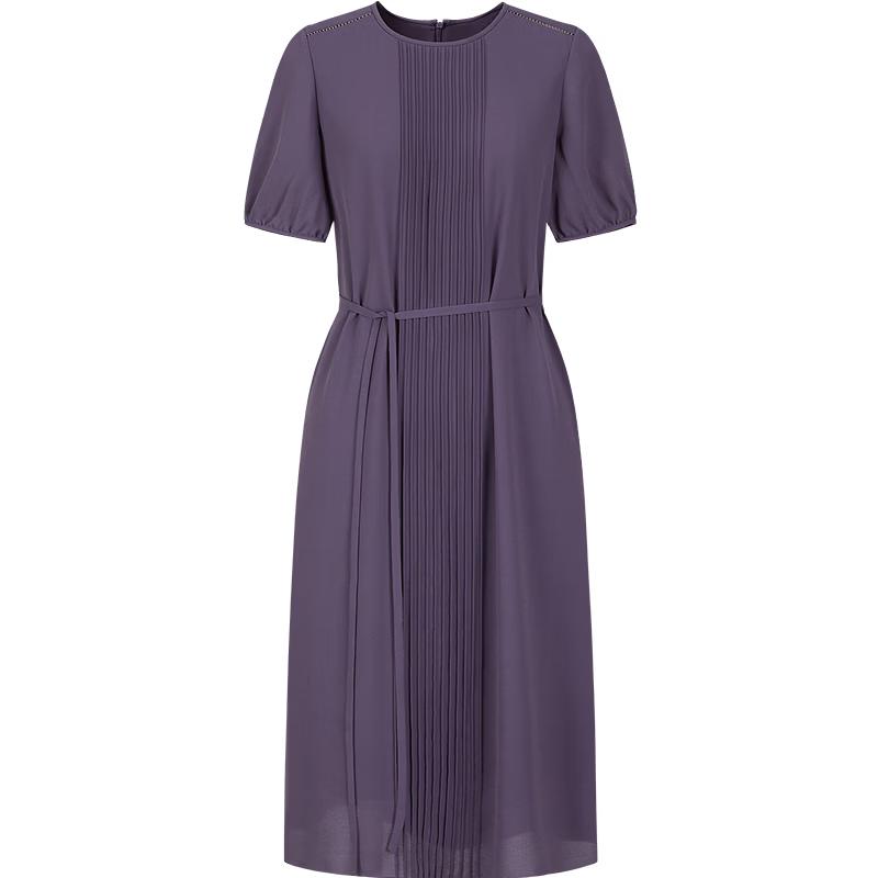 Annakou Women's Elegant Pleated Chiffon Commuter Dress