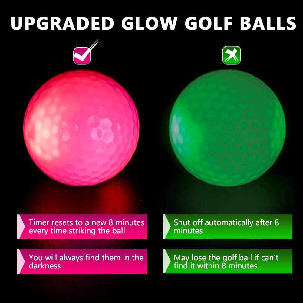 THIODOON GOLFTOP LED Piłka Golfowa Światło Ciemność Długi Super Jasny Nocny Golf 6 Kolorów LED Oświetlenie Glow-Up - Piłki, Dostępne,