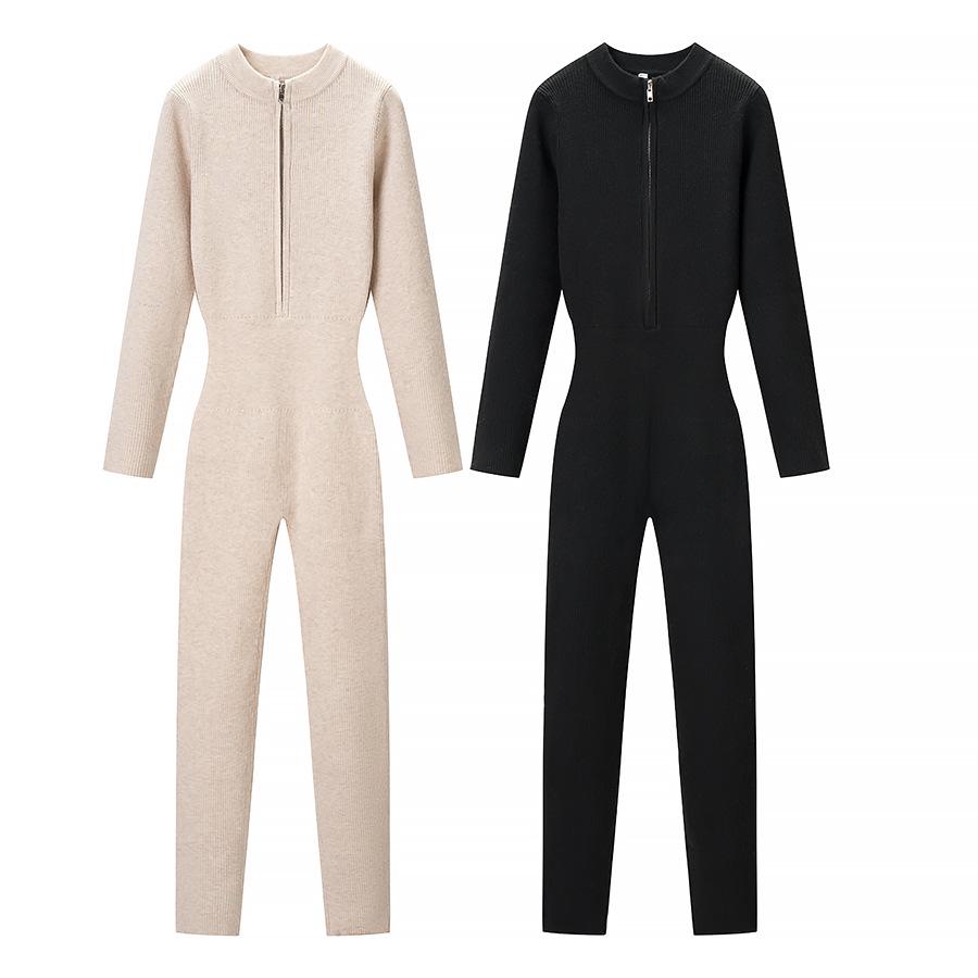 Women's Solid Color Windproof Bodysuit - Figure-Hugging, Autumn/Winter One-Piece, Wear Alone or Layered.