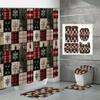 4PCS  Shower Curtain Sets With Shower Curtain And Rugs Toilet Lid Rug U Shape Mat And Bath Mat Bathroom Set  With 12 Hooks