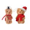 Plush Bear Ornament with Santa Hat Christmas Tree Embellishment Stuffed Animal Toy Hanging Charm Pendant Accessories