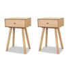 Table de chevet - VIDAXL - Bois de pin massif - Vintage - 2 tiroirs - Marron