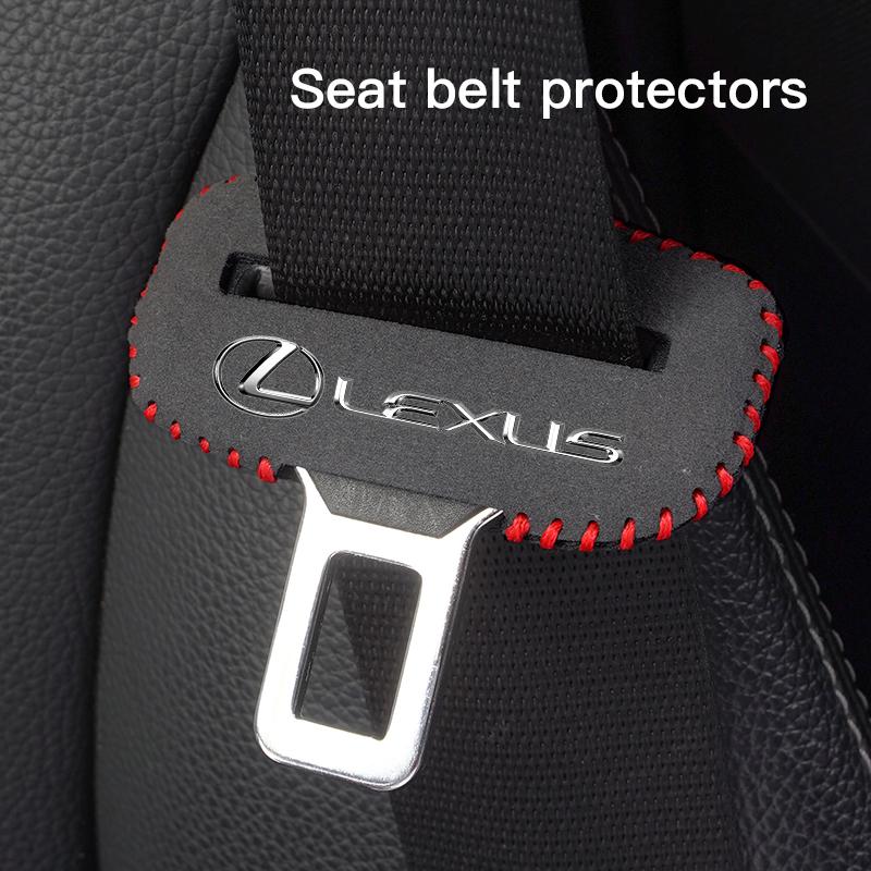 Leather Car Seat Belt Clip Protector Cover Anti-Scratch Buckle For Lexus IS250 IS200 CT200h GS300 LS430 RX450h LX570 IS300 ES300