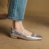 New Women's Leather Lazy Shoes Round Head Low Heel Four Seasons Wear Casual Single Shoes Large Size Comfortable Soft Sole Solid Color Light Mouth