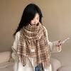 Clearance Plaid Scarf Women's Winter New Korean Version Versatile Student Warm Scarf Elegant Fashion Shawl