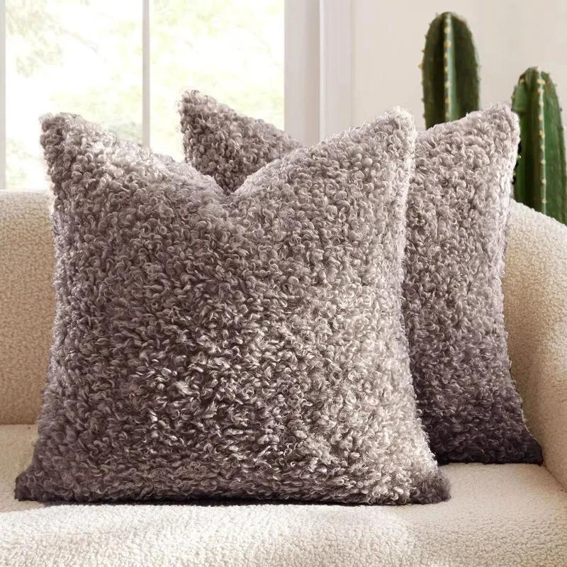 Housse d'oreiller en polaire d'agneau pelucheux Housse d'oreiller épaisse bouclée Teddy Housse d'oreiller douce Minimaliste Nordique Housse de coussin de canapé Décoration d'intérieur confortable