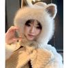 Cute Bear Hat Gloves Three In One Scarf Plush Hat for Women In Winter Riding Easy Outdoor High End Warm Hat