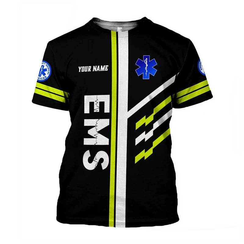 ETST 009 2025 nieuwe naam gepersonaliseerde cosplay ems t paramedicus emt werker retro t-shirts retro 3D geprint casual vintage t-shirt 3XL
