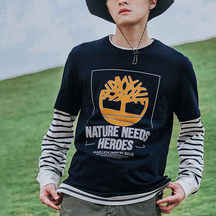 Timberland Outdoor Casual Tree Logo Printed Short Sleeve T-Shirt Men Tops Deep-Navy A24RF-433
