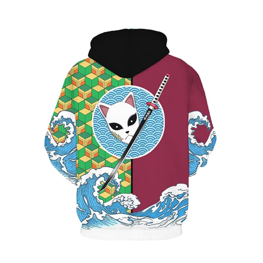 Аниме Клинок, рассекающий демонов Kimetsu No Yaiba 3D Толстовки Свитшоты Агацума Зеницу Томиока Гию Косплей Мужское Пальто Наряд 5XL