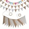 Colorful Triangle Banner - Linen Birthday Pennant Flags For Party Decor, Hanging Celebration Backdrop & Photo Booth Props