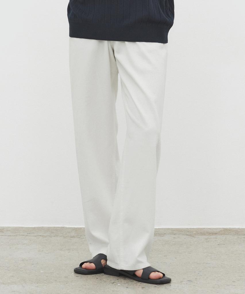 DECET [Summer Linen-Like] Linen Like Mid Rise Wide Jeans Dcpt039Ivory