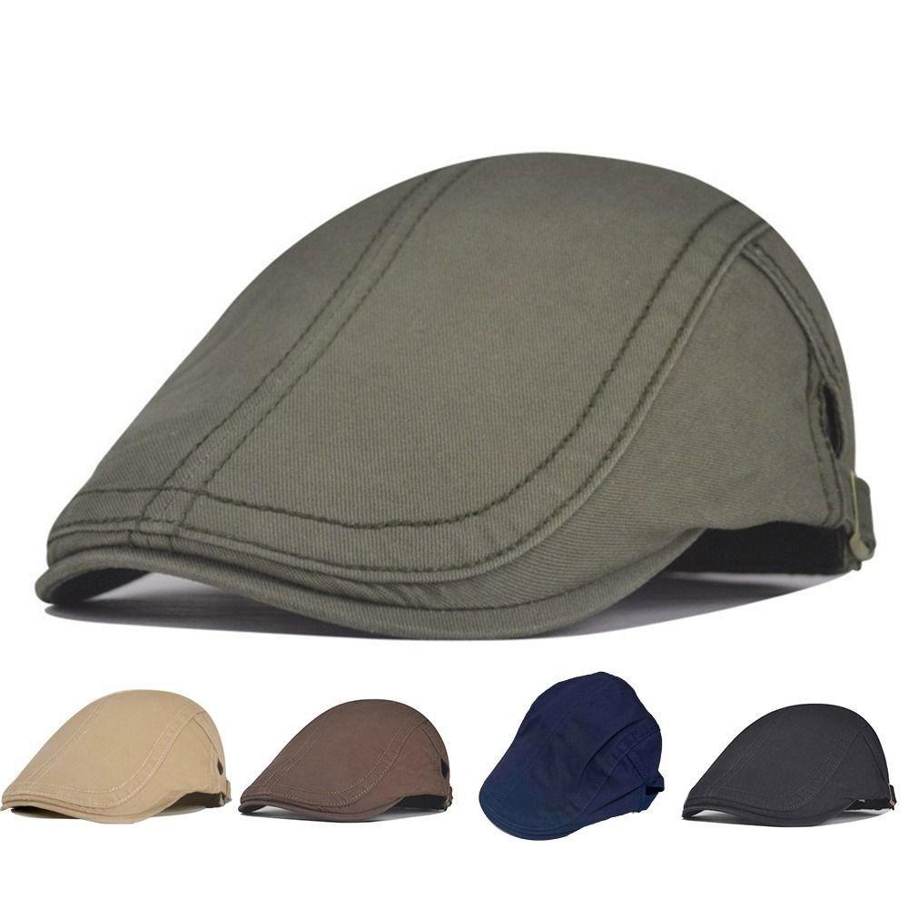 Solid Color Retro Newsboy Caps Adjustable Flat Visor Cap Fashion Vintage Berets Hat  Male Female