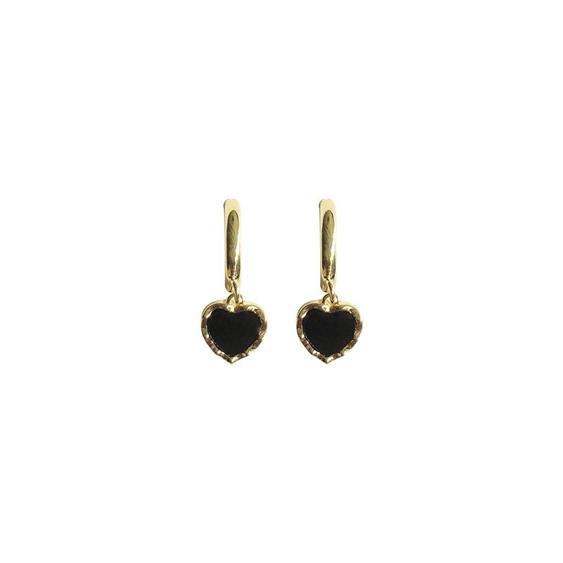 2023 Black Heart Hoop Earrings: French Retro Design with Light Luxury and Timeless Elegance