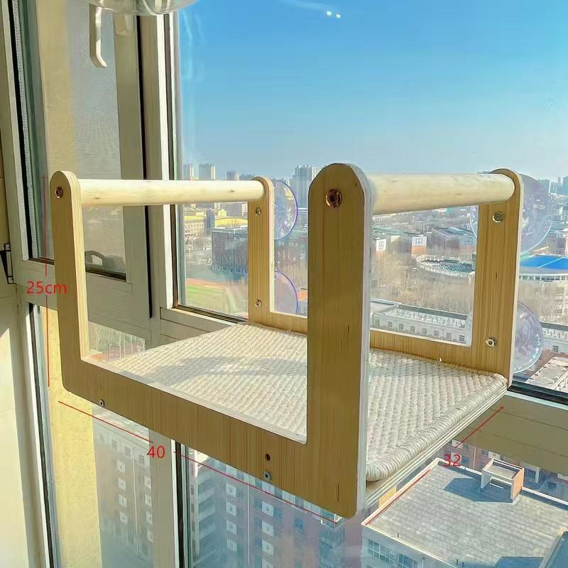 

Solid Wood Suction Cup Cat Bed Balcony Glass Suspended Cat Hammock Cats Space Capsule Strong Load-bearing Capacity Pet Products